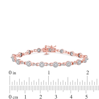 1.50 CT. T.W. Multi-Diamond Alternating Link Line Bracelet in 10K Rose Gold - 7.25"|Peoples Jewellers