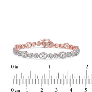 2.00 CT. T.W. Multi-Diamond Oval and Round Alternating Link Line Bracelet in 10K Rose Gold - 7.25"|Peoples Jewellers