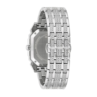 Men's Bulova Octava Crystal Accent Watch with Square Silver-Tone Dial (Model: 96A285)|Peoples Jewellers