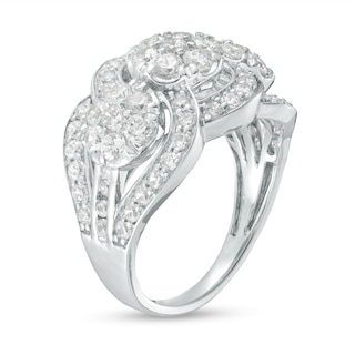 2.00 CT. T.W. Multi-Diamond Bypass Trio Ring in 10K White Gold|Peoples Jewellers