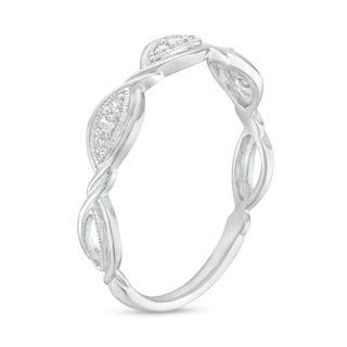 0.065 CT. T.W. Diamond Twist Vintage-Style Anniversary Band in 10K White Gold|Peoples Jewellers