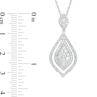 1.00 CT. T.W. Multi-Diamond Frame Pointed Teardrop Pendant in 10K White Gold|Peoples Jewellers