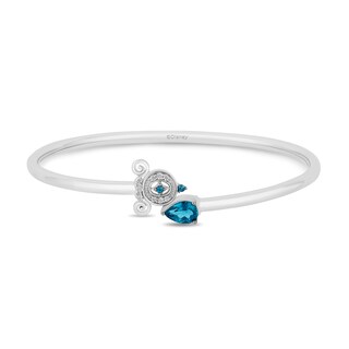 Enchanted Disney Cinderella Pear-Shaped London Blue Topaz and 0.065 CT. T.W. Diamond Carriage Bangle in Sterling Silver|Peoples Jewellers