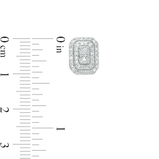 0.94 CT. T.W. Octagonal Multi-Diamond Double Frame Pendant and Stud Earrings Set in 10K White Gold|Peoples Jewellers