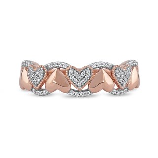 0.15 CT. T.W. Diamond Alternating Heart Ring in 10K Rose Gold|Peoples Jewellers