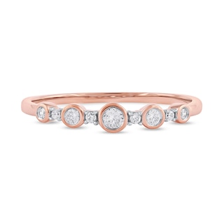 0.15 CT. T.W. Diamond Alternating Stackable Band in 10K Rose Gold|Peoples Jewellers