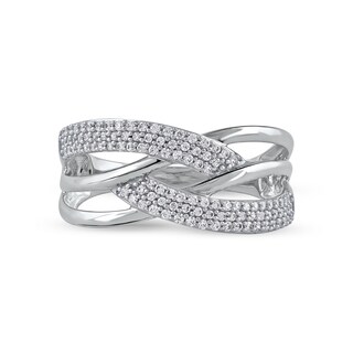 0.33 CT. T.W. Diamond Double Row Woven Crossover Ring in 14K Gold|Peoples Jewellers