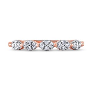 0.15 CT. T.W. Oval-Shaped Multi-Diamond Scallop Edge Stackable Band in 10K Rose Gold|Peoples Jewellers