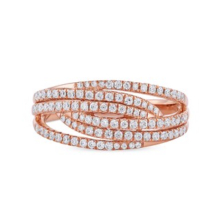 0.50 CT. T.W. Diamond Multi-Row Crossover Ring in 14K Rose Gold|Peoples Jewellers