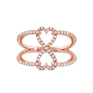 0.33 CT. T.W. Diamond Heart Infinity Open Shank Ring in 10K Rose Gold|Peoples Jewellers