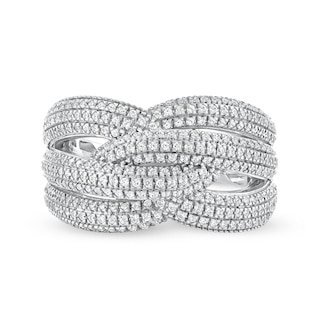 1.03 CT. T.W. Diamond Layered Criss Cross Ring in 10K Gold|Peoples Jewellers