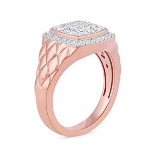 0.50 CT. T.W. Cushion-Shaped Multi-Diamond Frame Quilted Shank Ring in 10K Rose Gold|Peoples Jewellers