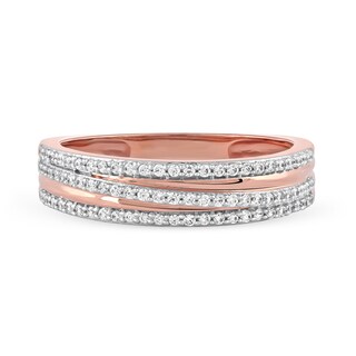 0.25 CT. T.W. Diamond Triple Row Crossover Band in 10K Rose Gold|Peoples Jewellers