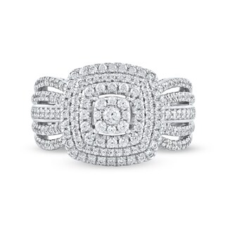1.00 CT. T.W. Cushion-Shaped Multi-Diamond Triple Frame Ring in 10K Gold|Peoples Jewellers