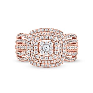 1.00 CT. T.W. Cushion-Shaped Multi-Diamond Triple Frame Ring in 10K Rose Gold|Peoples Jewellers