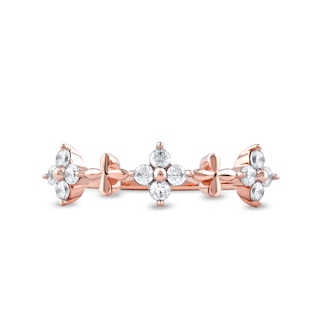 0.33 CT. T.W. Diamond Alternating Clover Ring in 10K Rose Gold|Peoples Jewellers