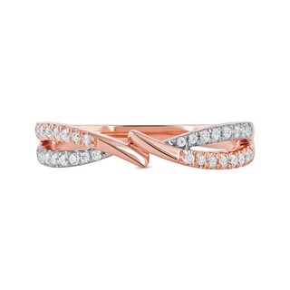 0.20 CT. T.W. Diamond Bypass Crossover Split Shank Ring in 10K Rose Gold|Peoples Jewellers