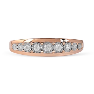 0.15 CT. T.W. Diamond Single Row Nine Stone Ring in 10K Rose Gold|Peoples Jewellers