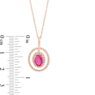Oval Ruby and 0.15 CT. T.W. Diamond Double Open Frame Pendant in 10K Rose Gold|Peoples Jewellers
