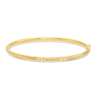 4.0mm Diamond-Cut Bangle in Hollow 14K Gold|Peoples Jewellers