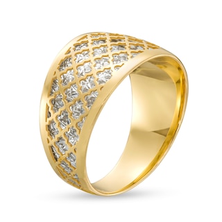 Italian Brilliance™ Diamond-Cut Lattice Ring in 14K Two-Tone Gold - Size 7|Peoples Jewellers