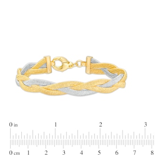 9.0mm Diamond-Cut Mesh Twist Bracelet in Hollow 14K Two-Tone Gold – 7.5"|Peoples Jewellers