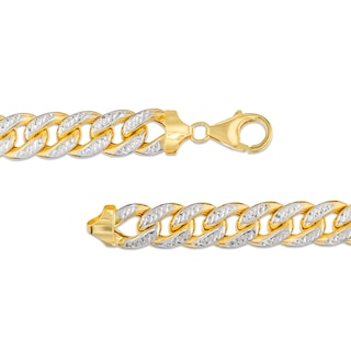 Oro Diamante™ Diamond-Cut 4.5mm Cuban Curb Chain Necklace in Hollow 14K Two-Tone Gold|Peoples Jewellers