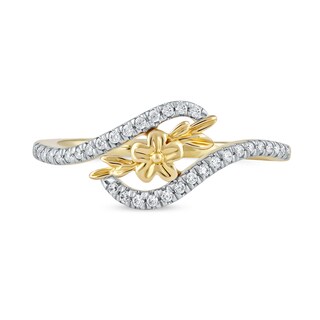 0.15 CT. T.W. Diamond Flower Curved Bypass Ring in 10K Gold|Peoples Jewellers