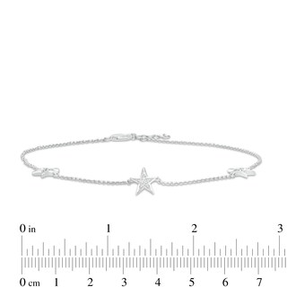 0.06 CT. T.W. Diamond Star Station Anklet in Sterling Silver – 10"|Peoples Jewellers