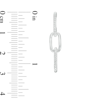 0.16 CT. T.W. Diamond Paper Clip Link Drop Earrings in Sterling Silver|Peoples Jewellers