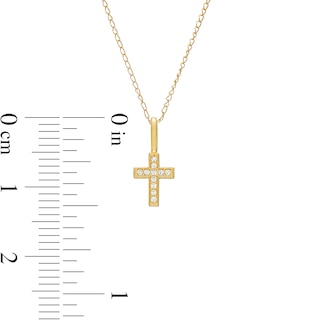 Child's Cubic Zirconia Beaded Cross Pendant in 10K Gold – 15"|Peoples Jewellers