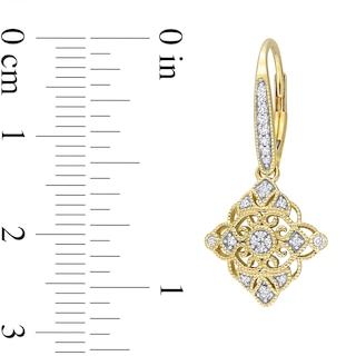 0.20 CT. T.W. Diamond Milgrain Lace Vintage-Style Drop Earrings in 10K Gold|Peoples Jewellers