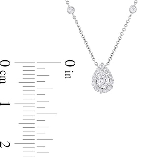 1.00 CT. T.W. Pear-Shaped Diamond Frame Station Necklace in Platinum (E/SI1)|Peoples Jewellers
