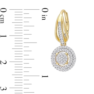 0.48 CT. T.W. Multi-Diamond Double Frame Drop Earrings in 10K Gold|Peoples Jewellers