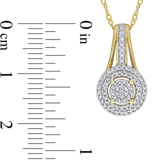 0.24 CT. T.W. Multi-Diamond Double Frame Drop Pendant in 10K Gold - 17"|Peoples Jewellers