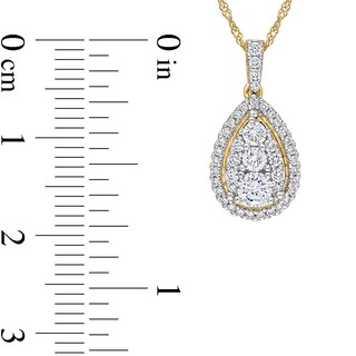 0.50 CT. T.W. Pear-Shaped Multi-Diamond Frame Teardrop Pendant in 14K Gold - 17"|Peoples Jewellers