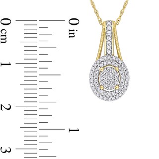 0.24 CT. T.W. Oval Multi-Diamond Double Frame Drop Pendant in 10K Gold - 17"|Peoples Jewellers