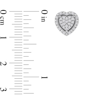 0.29 CT. T.W. Heart-Shaped Multi-Diamond Frame Stud Earrings in Sterling Silver|Peoples Jewellers