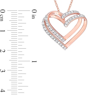 0.20 CT. T.W. Diamond Double Open Heart Pendant in Sterling Silver with Rose Rhodium|Peoples Jewellers