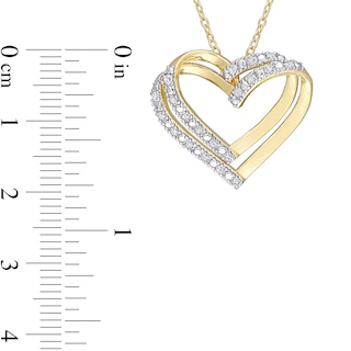 0.20 CT. T.W. Diamond Layered Double Heart Pendant in Sterling Silver with Yellow Rhodium|Peoples Jewellers