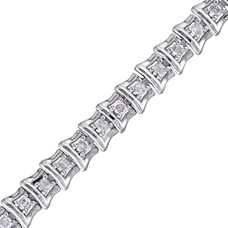 0.95 CT. T.W. Diamond Rectangle Frame Link Bracelet in Sterling Silver - 7.25"|Peoples Jewellers
