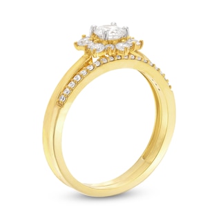 0.58 CT. T.W. Diamond Flower Frame Bridal Set in 10K Gold (J/I3)|Peoples Jewellers