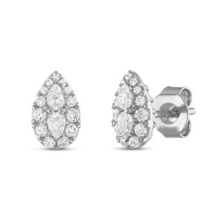 Forever Connected 0.40 CT. T.W. Pear-Shaped Diamond Frame Stud Earrings in 10K White Gold|Peoples Jewellers