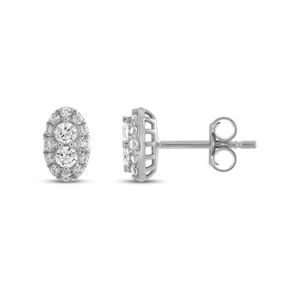 Forever Connected 0.40 CT. T.W. Diamond Oval-Shaped Frame Stud Earrings in 10K White Gold|Peoples Jewellers