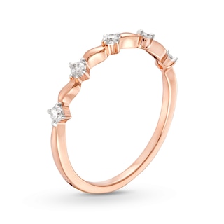 0.085 CT. T.W. Diamond Wave Alternating Anniversary Band in 10K Rose Gold|Peoples Jewellers