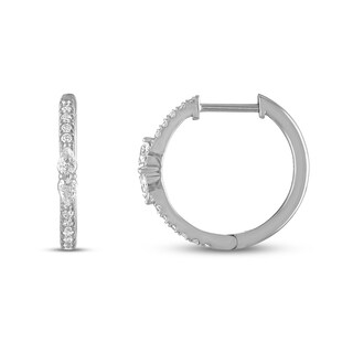 Forever Connected 0.33 CT. T.W. Pear-Shaped Diamond Hoop Earrings in Sterling Silver|Peoples Jewellers