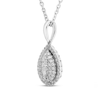Forever Connected 0.20 CT. T.W. Pear-Shaped Diamond Frame Pendant in Sterling Silver|Peoples Jewellers