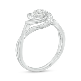 0.04 CT. T.W. Multi-Diamond Swirl Twist Shank Promise Ring in Sterling Silver|Peoples Jewellers