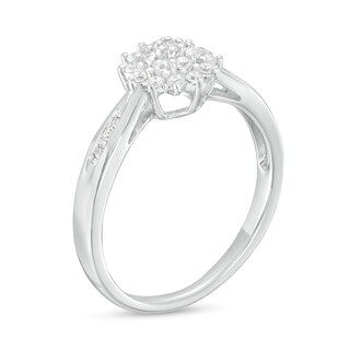 0.24 CT. T.W. Multi-Diamond Starburst Promise Ring in Sterling Silver|Peoples Jewellers