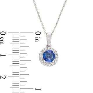 6.0mm Tanzanite and 0.15 CT. T.W. Diamond Frame Pendant in 10K White Gold|Peoples Jewellers